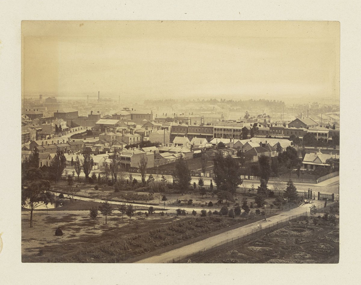 [View from the roof of the Exhibition Building, Carlton Gardens] (1880s)