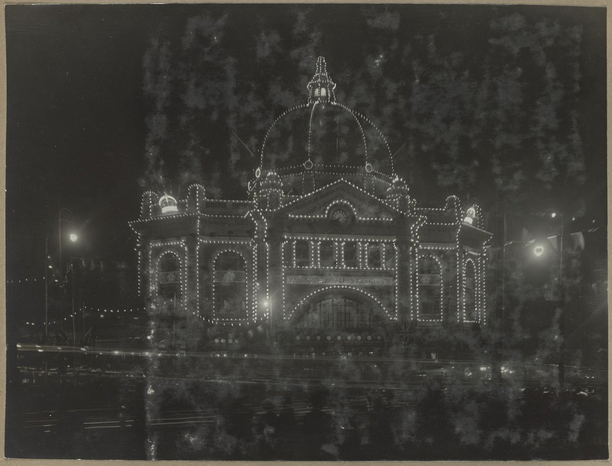Flinders St. Station. Visit of Duke & Duchess of York, Melbourne City (1927)