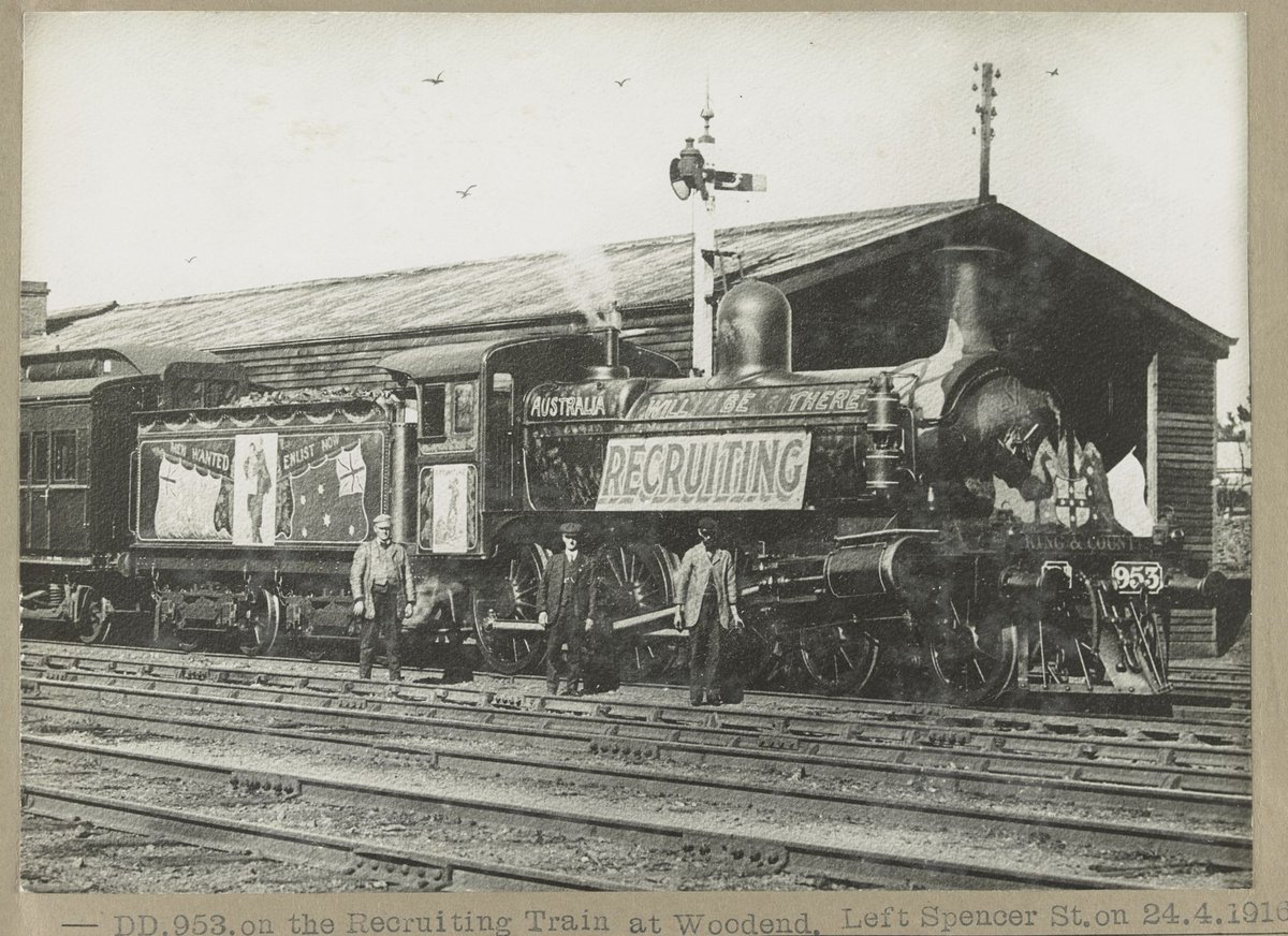 DD.935.on the Recruiting Train at Woodend. Left Spencer St. on 24.4.1916, Melbourne City