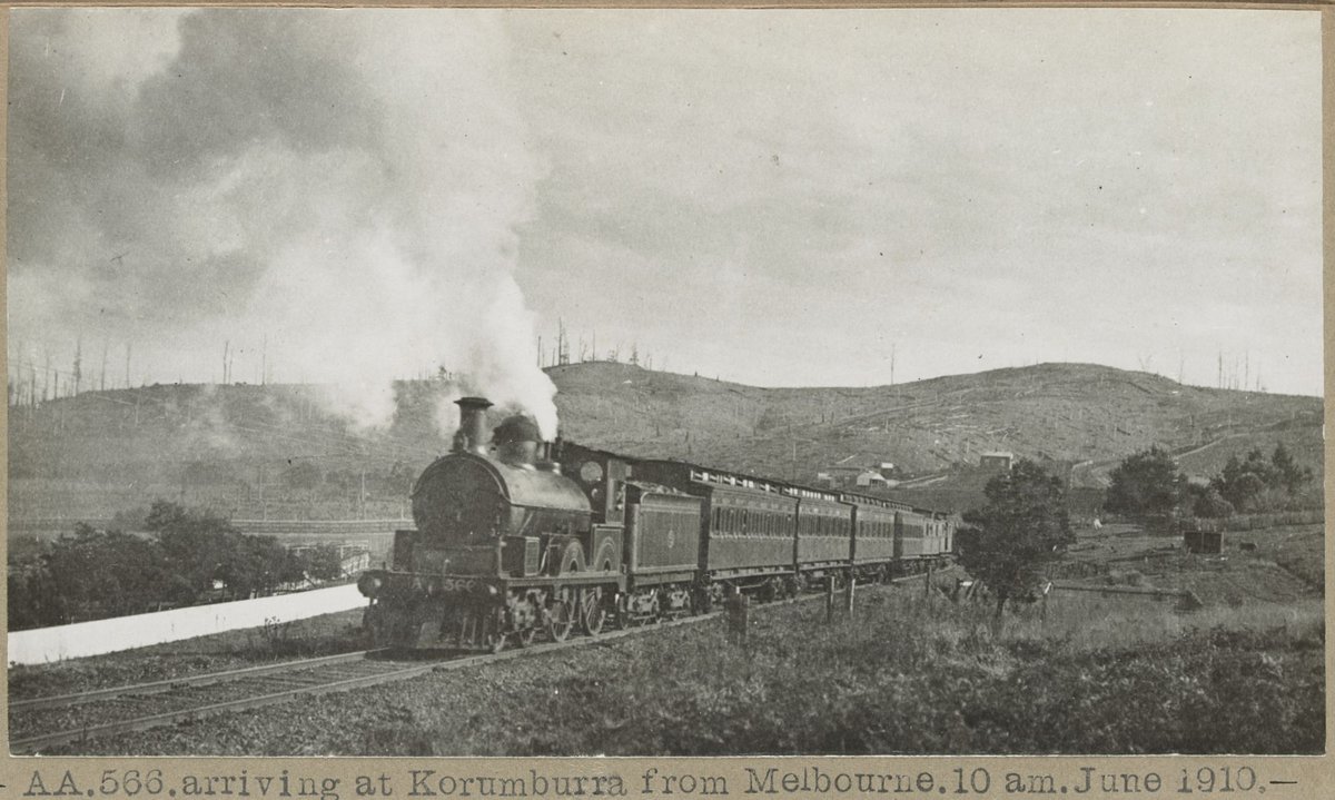 AA.566.arriving at Korumburra from Melbourne. 10am (1910)