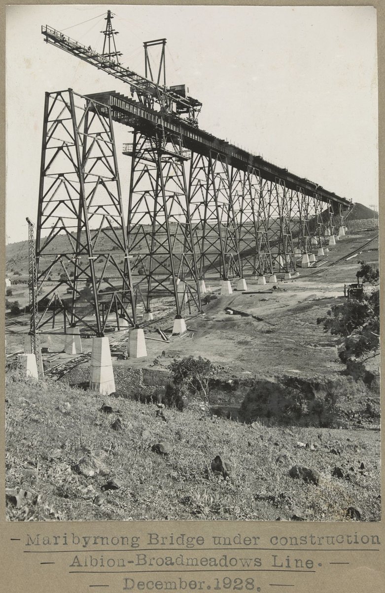 Maribyrnong Bridge under construction Albion-Broadmeadows Line (1928)