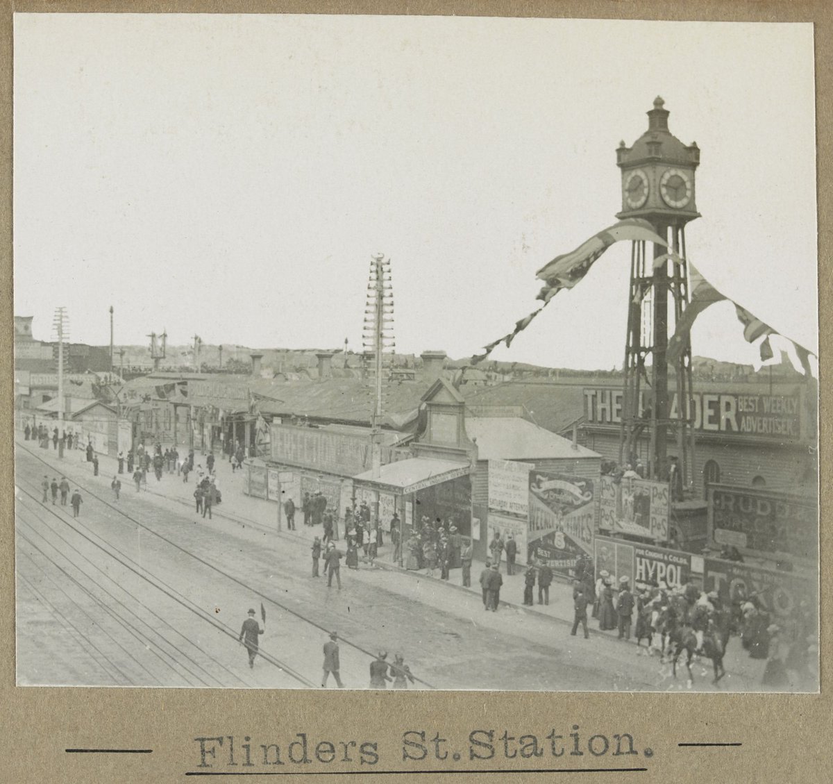 Flinders St.Station. [From across the street looking at the Clock Tower.], Melbourne City (1905–28)