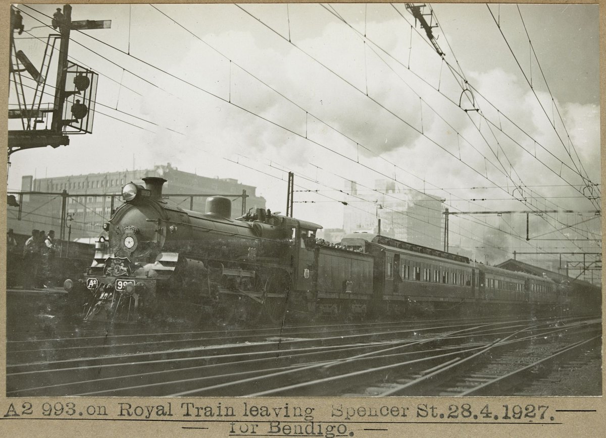 A2.993. [Engine] on Royal Train leaving Spencer St. for Bendigo, Melbourne City (1927)