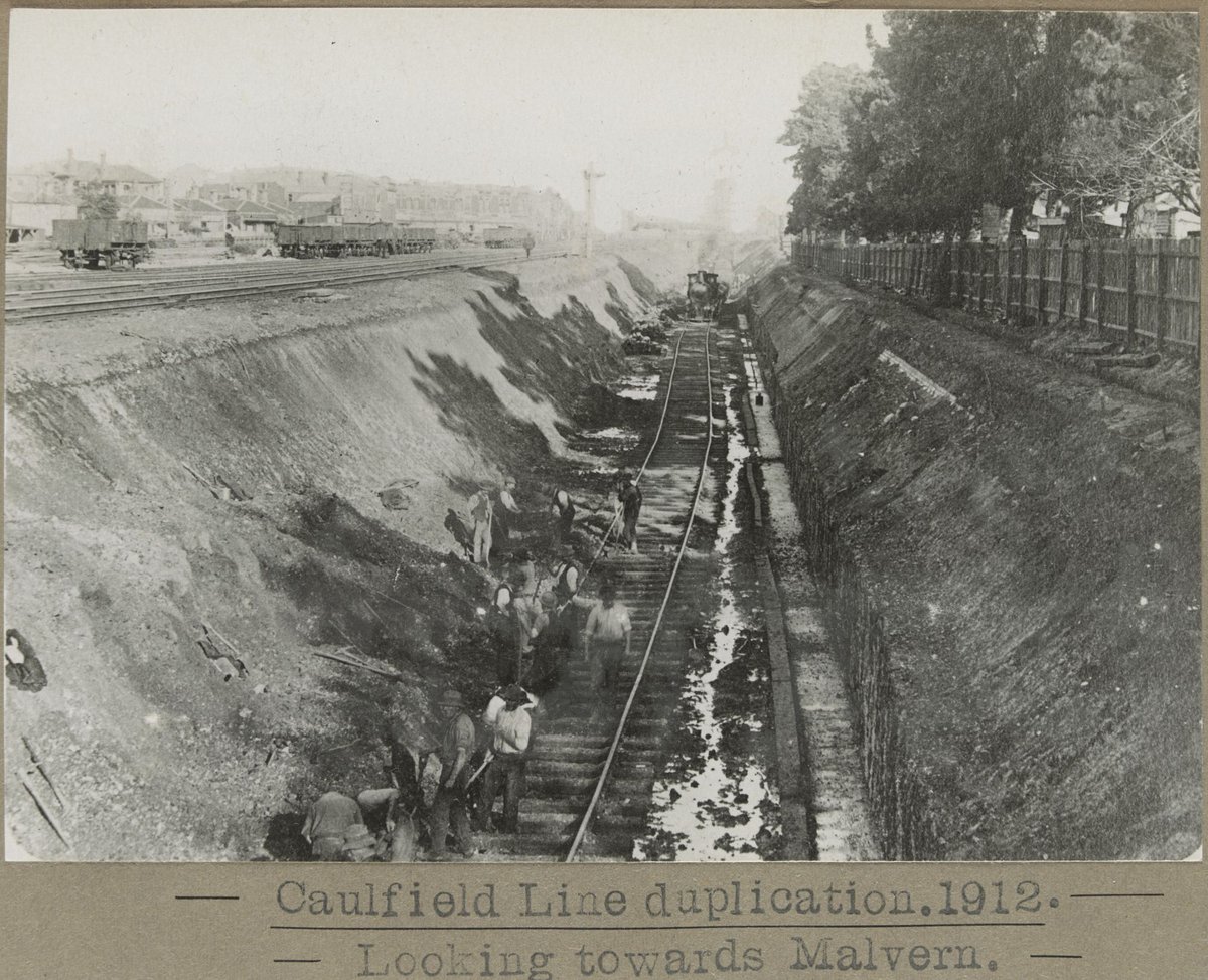 Caulfield Line duplication. Looking towards Malvern (1912)