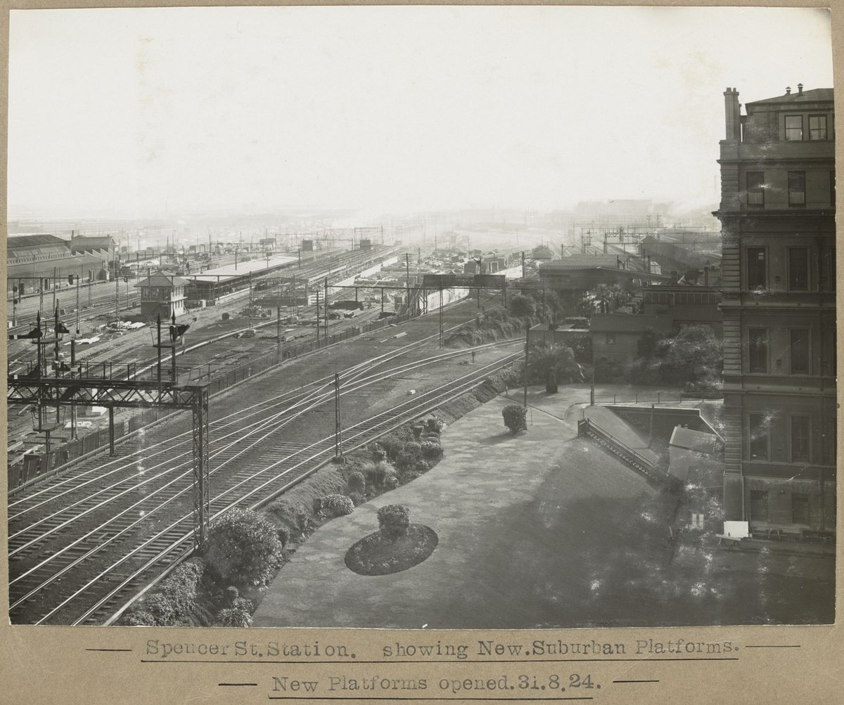 Spencer St.Station. showing New Suburban Platforms. New Platforms opened 31.8.24, Melbourne City (1905–28)