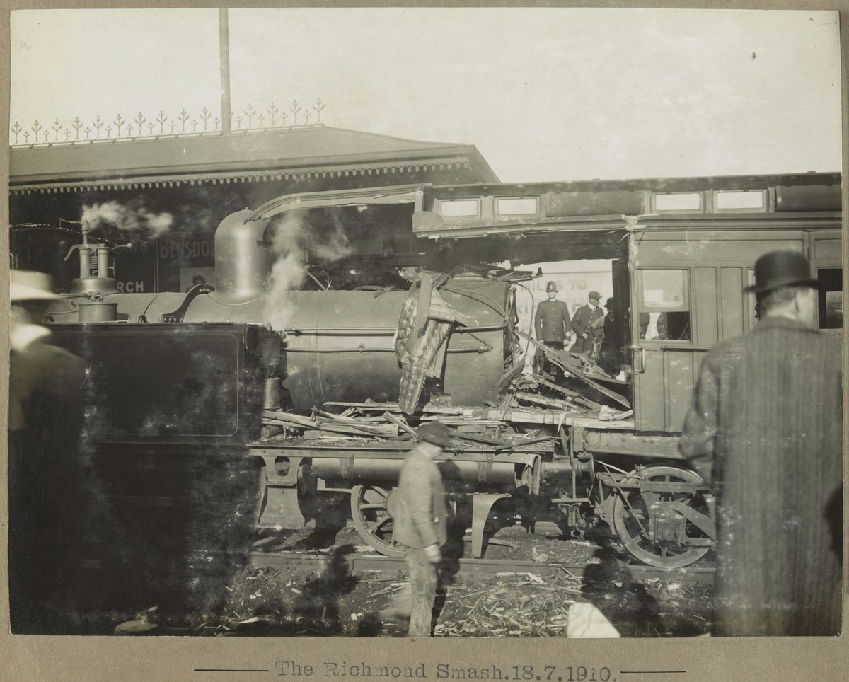 The Richmond Smash. [Side view of damaged engine.] (1910)