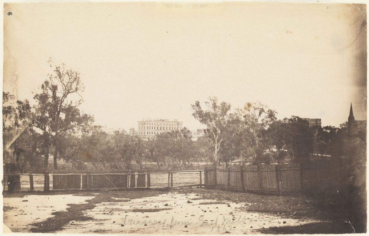 View across Fitzroy Gardens from the present site of Sir William Clarke's House Wellington Parade 1860, East Melbourne (1860–62)