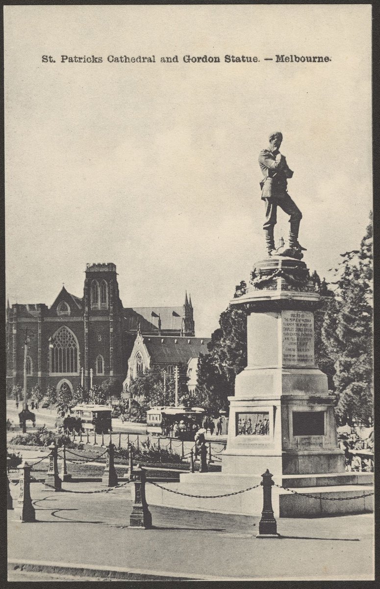 St. Patricks Cathedral and Gordon Statue. - Melbourne, East Melbourne (1906?)