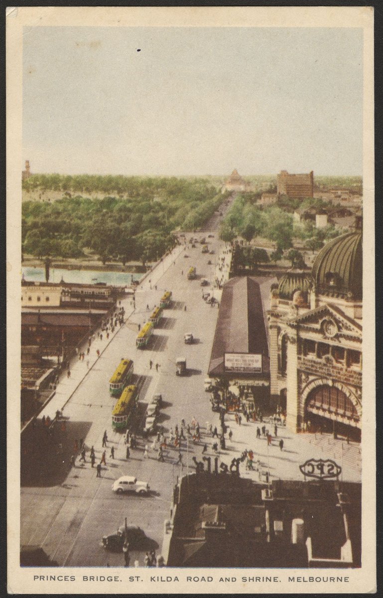 PRINCES BRIDGE, ST. KILDA ROAD AND SHRINE, MELBOURNE, Melbourne City (c. 1955)