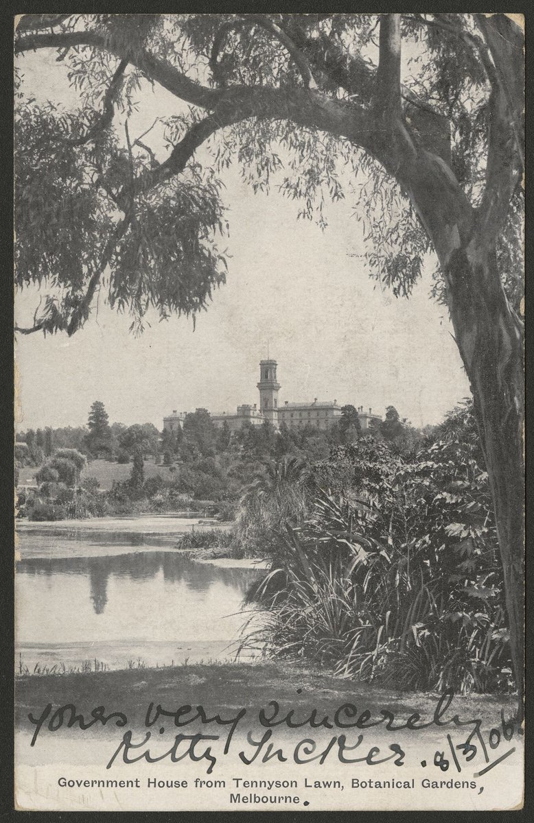Government House from Tennyson Lawn, Botanical Gardens, Melbourne, Melbourne City (c. 1906)