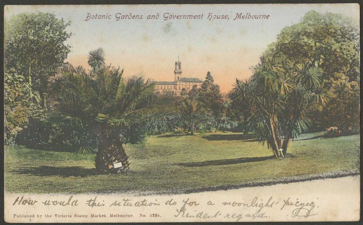 Botanic Gardens and Government house, Melbourne, Melbourne City (c. 1905)