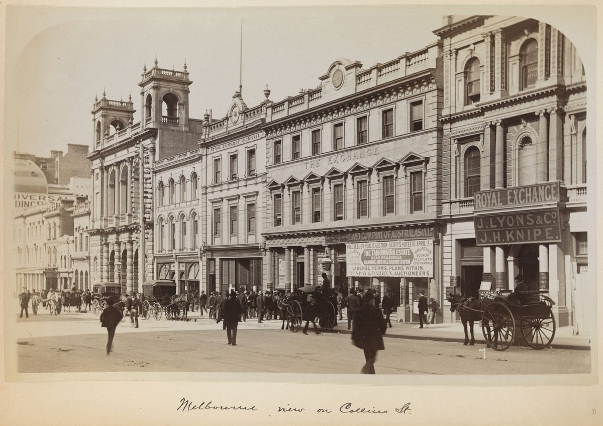 Melbourne view on Collins St, Melbourne City (1890)