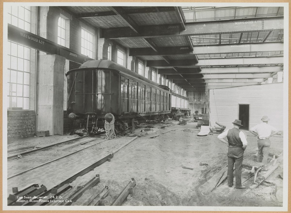 Car Shed, Jolimont. Sample Sliding Door Electric Car (1915)