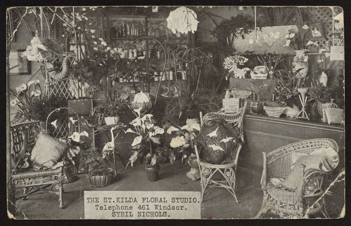 THE ST. KILDA FLORAL STUDIO. Telephone 461 Windsor. SYBIL NICHOLS, St Kilda (c. 1909)