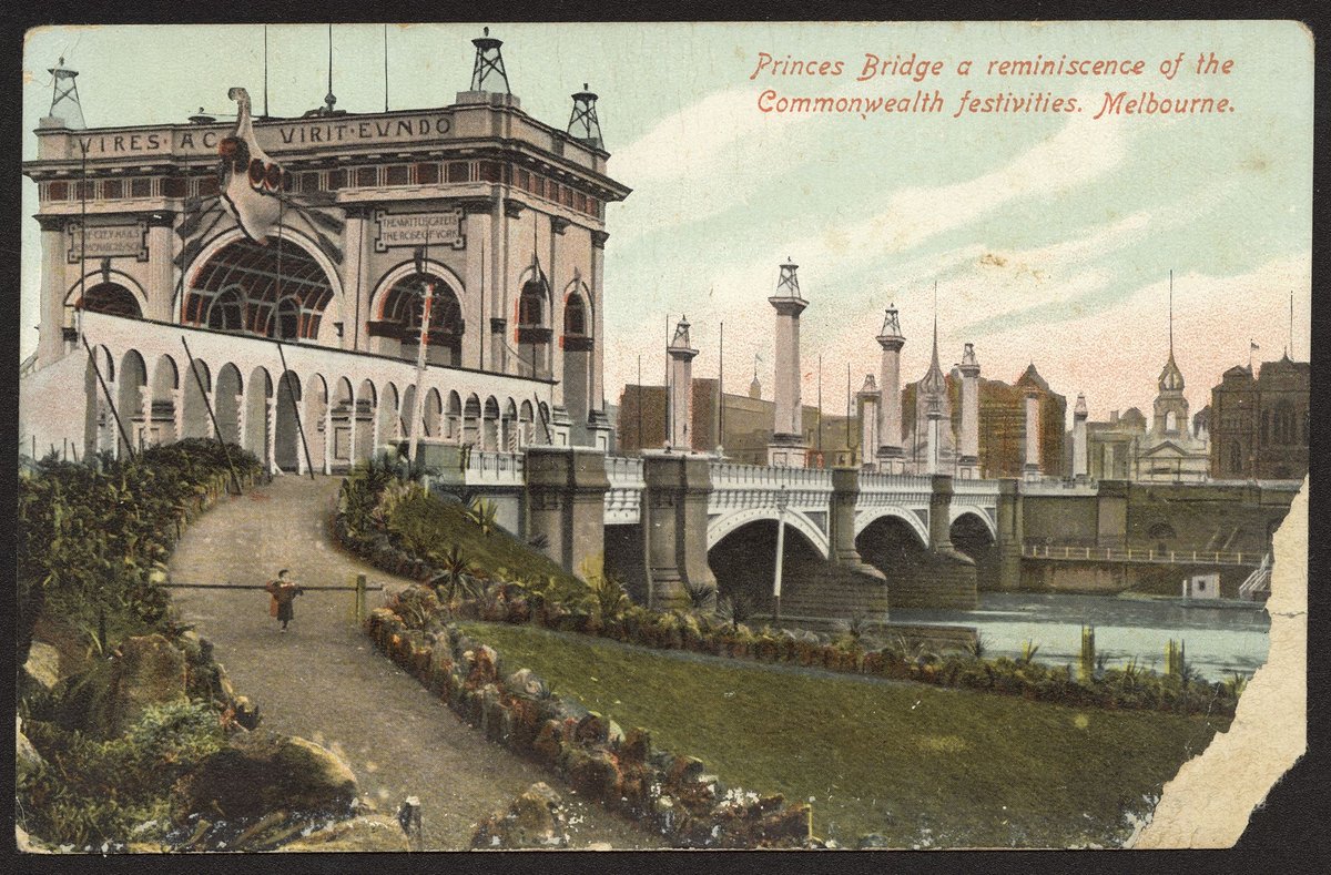 Princes Bridge a reminiscence of the Commonwealth festivities, Melbourne, Melbourne City (c. 1905)