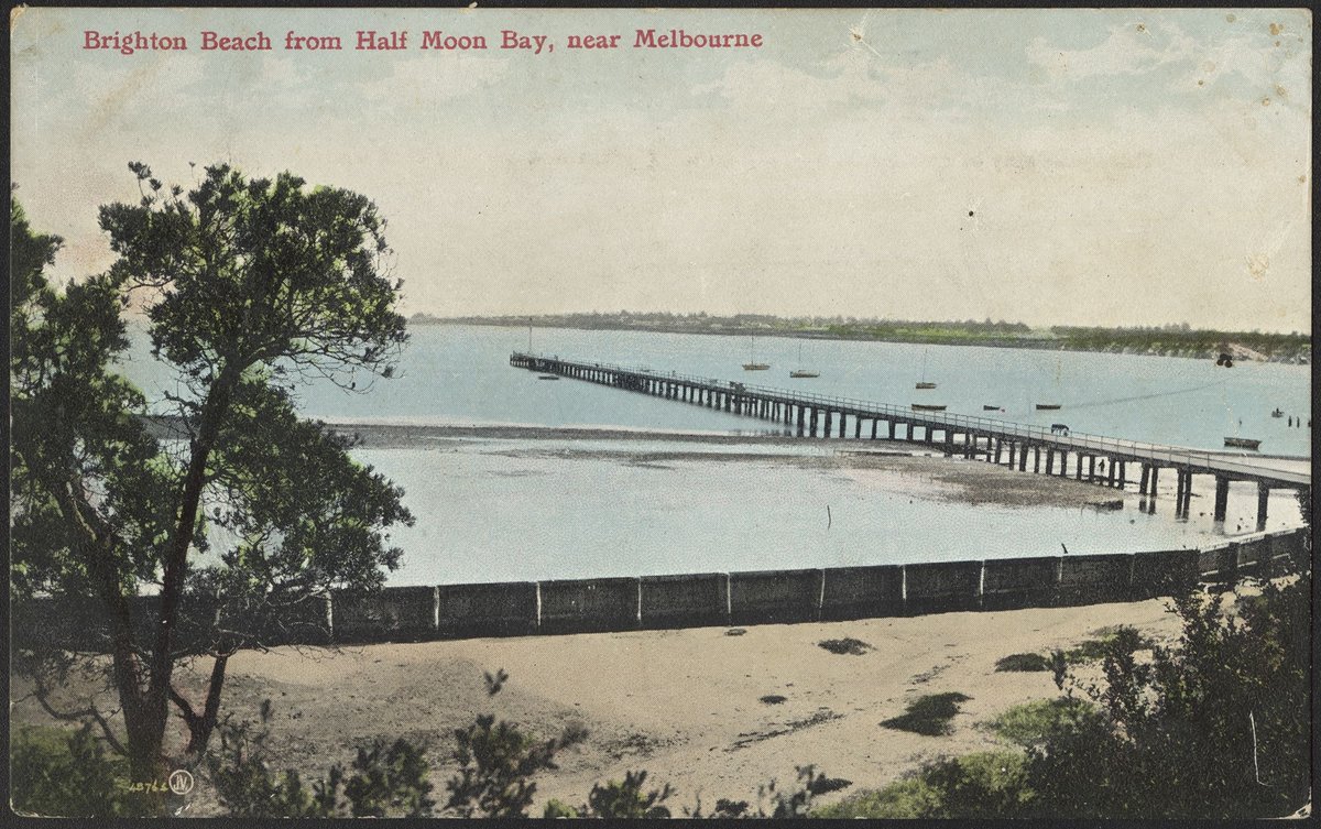 Brighton Beach from Half Moon Bay, near Melbourne (c. 1906)