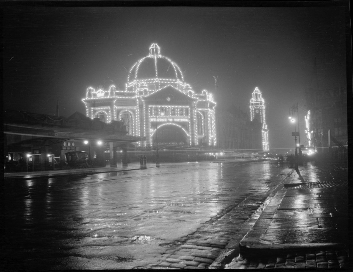 Illuminations in Melbourne during Royal Visit of Edward, Prince of Wales, Melbourne City (1920)