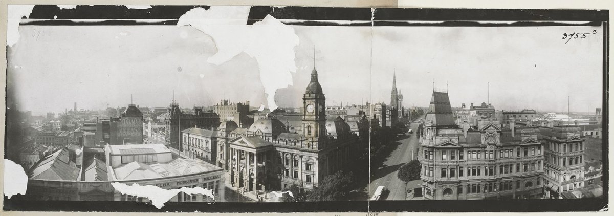 Elevated view over Melbourne, looking along Collins Street, Melbourne City (1903?)