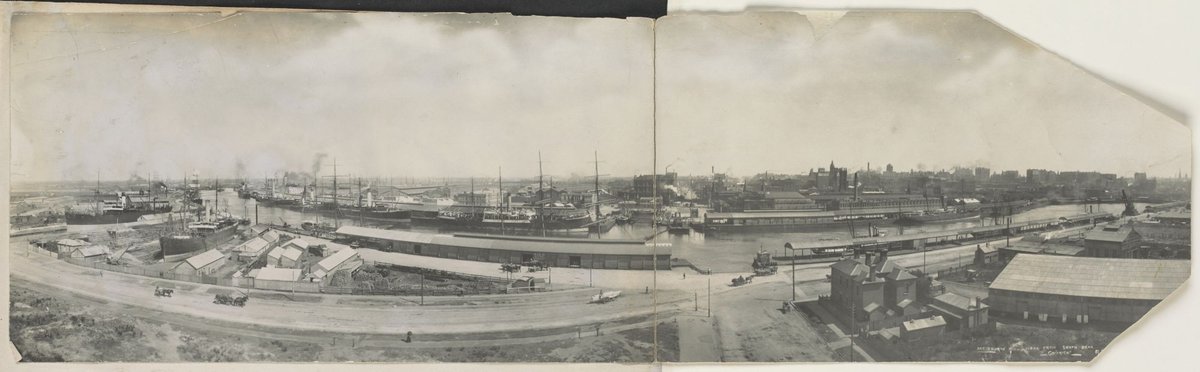 Melbourne and Yarra from south bank, Yarra River (1905?)
