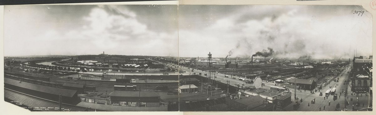 Panoramic view, River Yarra, Princess Bridge and Railway, Melbourne, Melbourne City (1905)