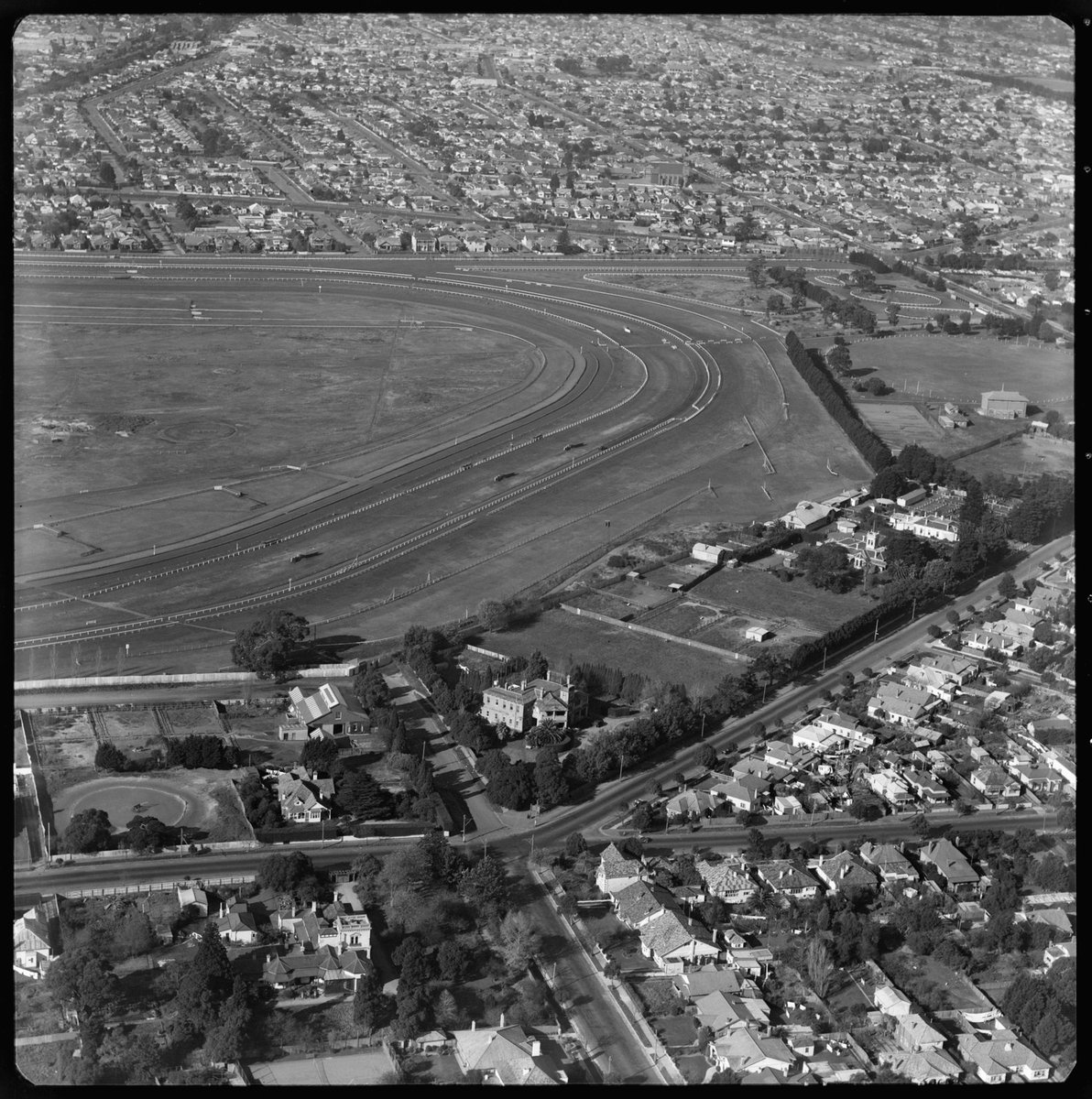 Aerial views of Caulfield, Victoria, looking east (1951)