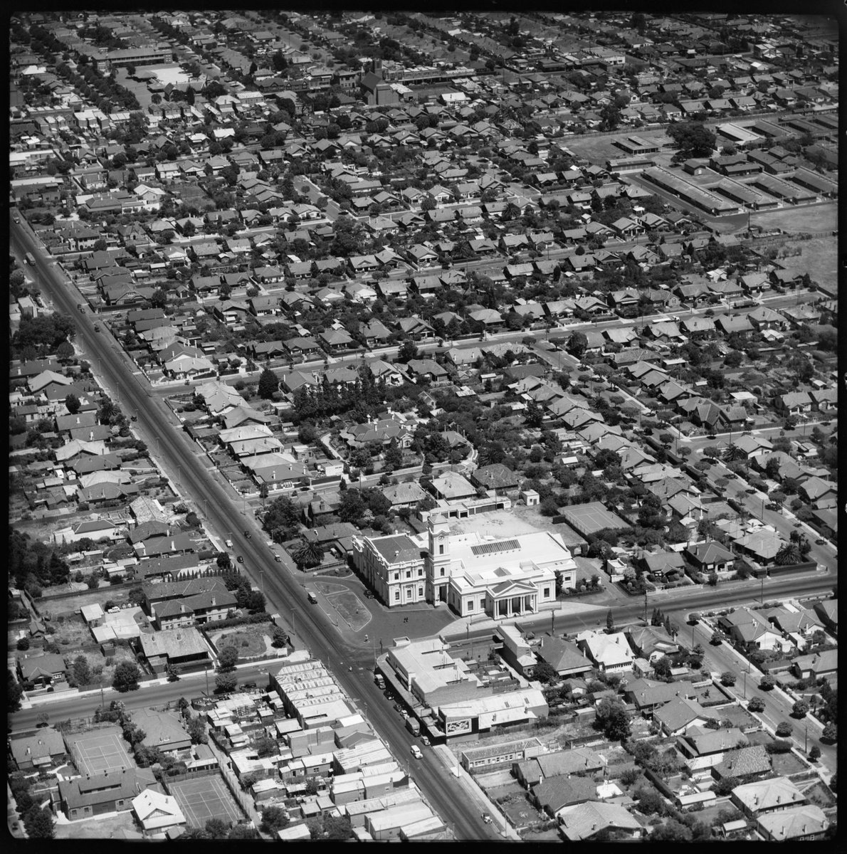 Aerial views over Caulfield, Victoria, looking south and south east (1951)