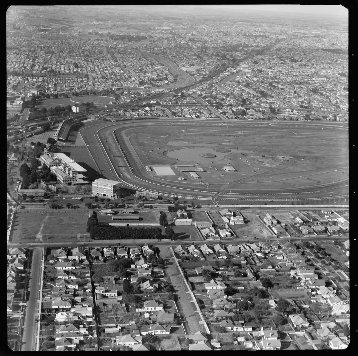 Aerial views of Caulfield, Victoria, looking east (1951)