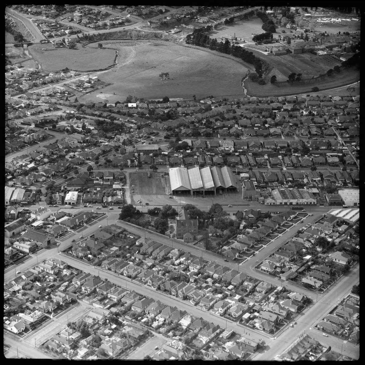 Aerial view of Ascot Vale, Victoria (1954)