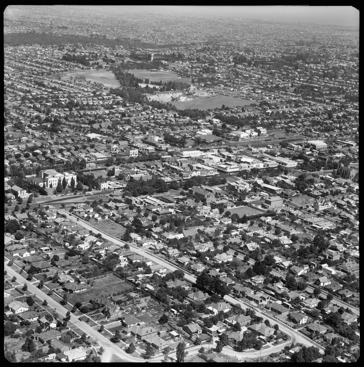 Aerial view of Box Hill, Victoria, looking south east (1953)