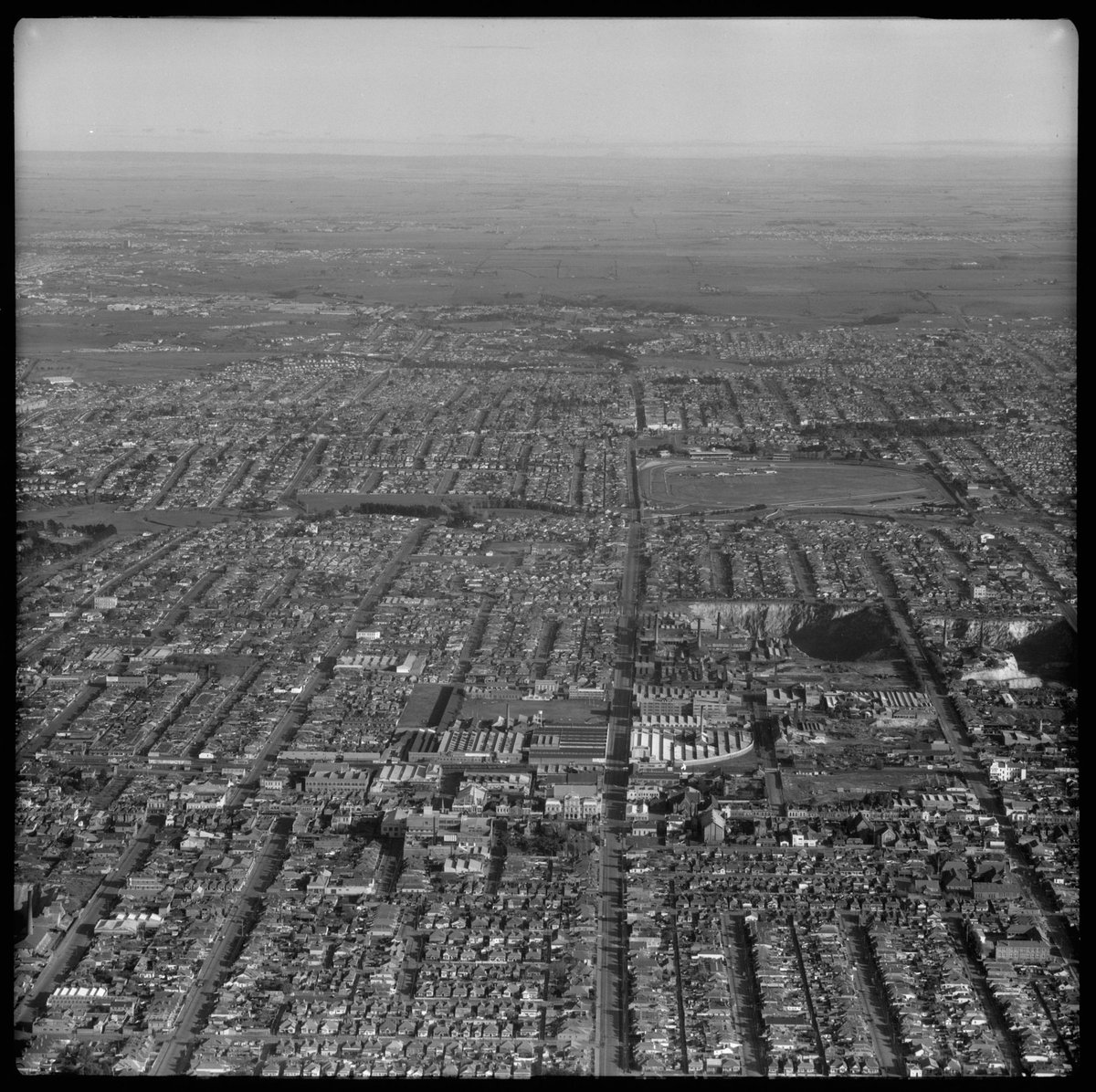 Aerial view over Brunswick and Moonee Ponds, Victoria (1954)