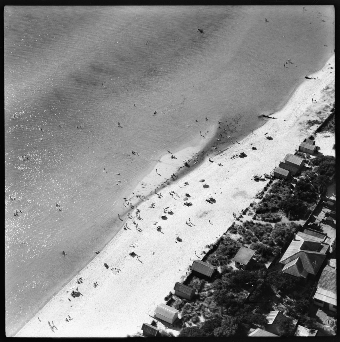 Aerial views of coastline and town of Chelsea, Victoria (1950)