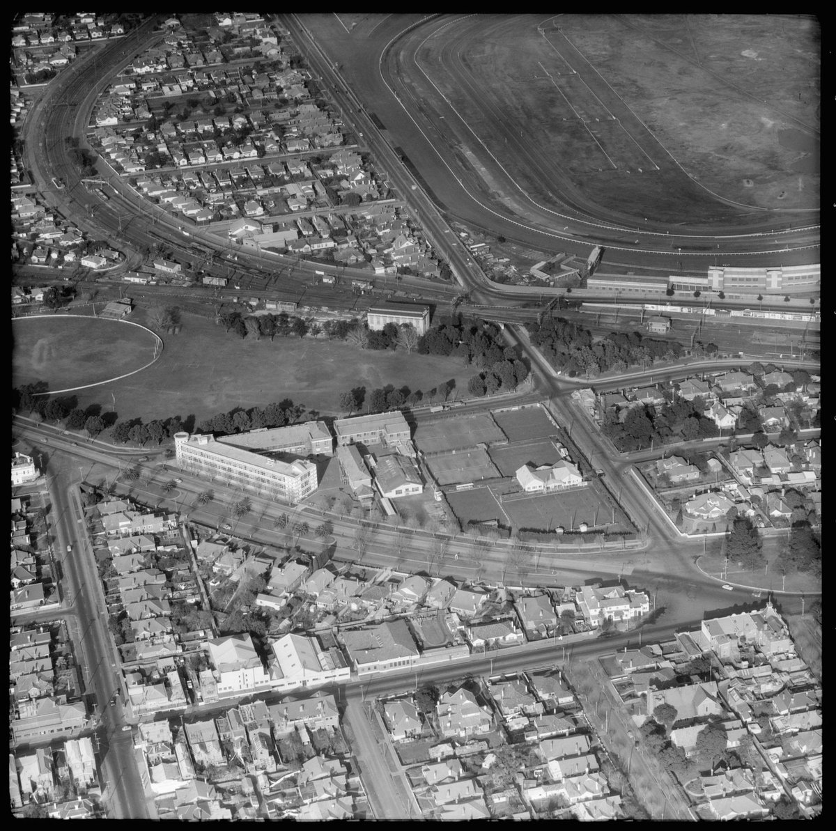 Aerial views of Caulfield, Victoria looking south to south east (1951)