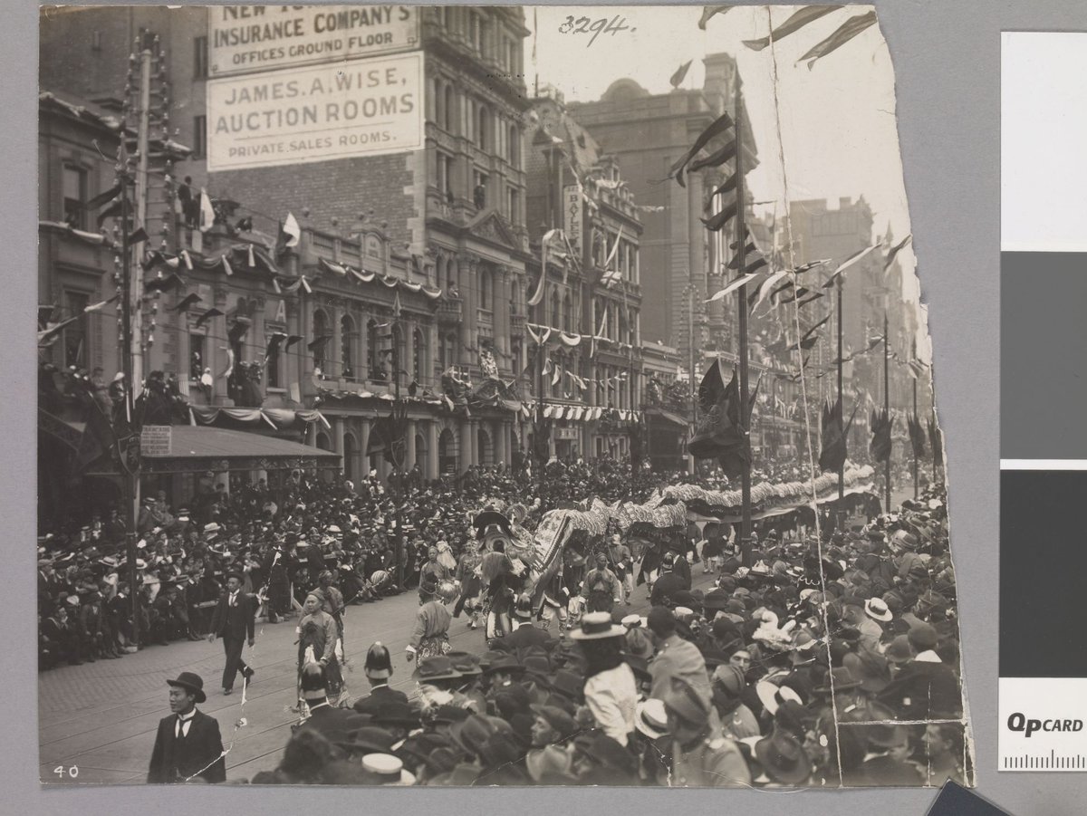 Chinese procession in Collins near Elizabeth Street, Melbourne City (1901)