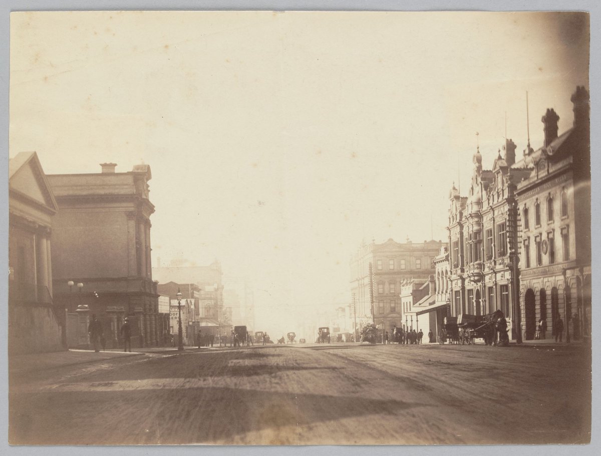 Bourke Street Melbourne, looking east from St. Patrick's Hall, between Queen and William Streets, Melbourne City (c. 1880)
