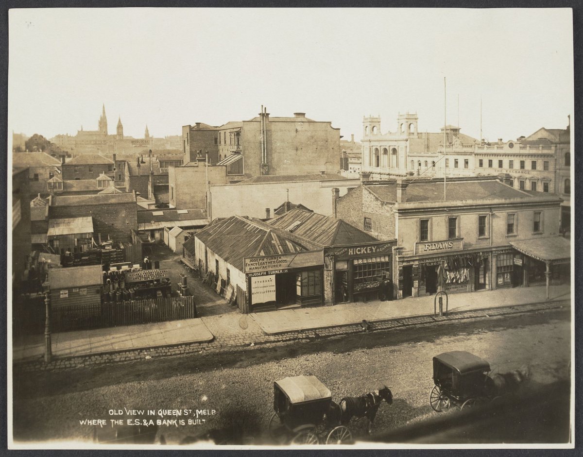 Old view in Queen St Melb., where the E.S. & A. bank is built, Melbourne City (1936–45)