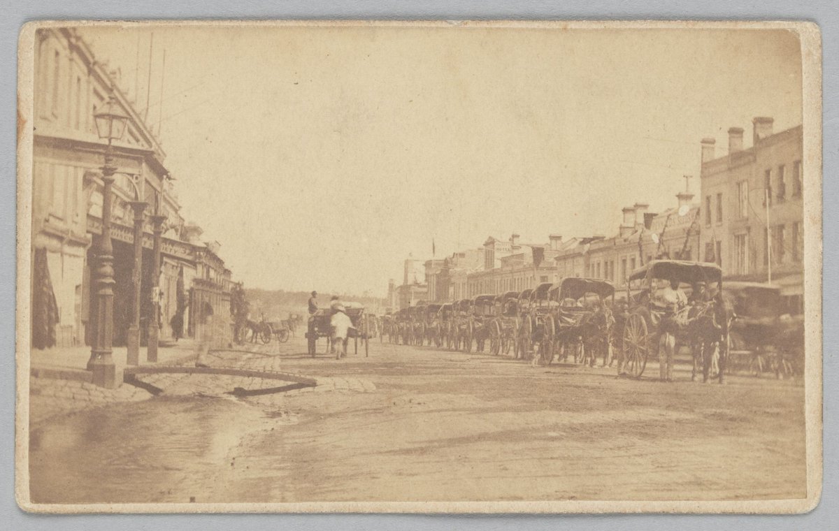 Swanston Street, Melbourne, looking south from Collins Street, Melbourne City (c. 1867)