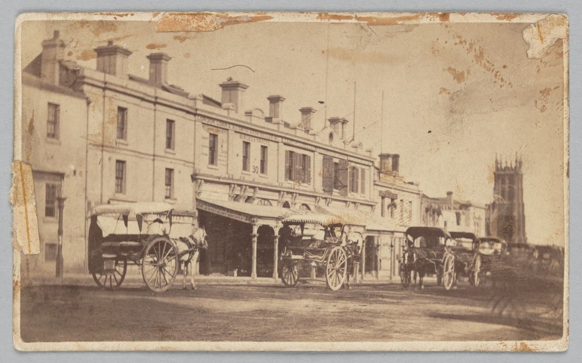 Swanston Street, Melbourne, between Collins and Flinders Streets, east side, Melbourne City (c. 1867)