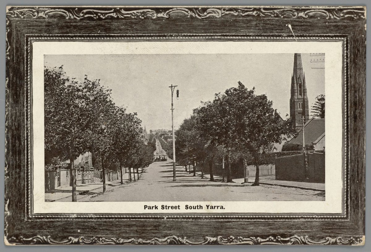 Park Street South Yarra [Punt Road looking south towards the intersection at Toorak Road and Christ Church spire] (c. 1908)