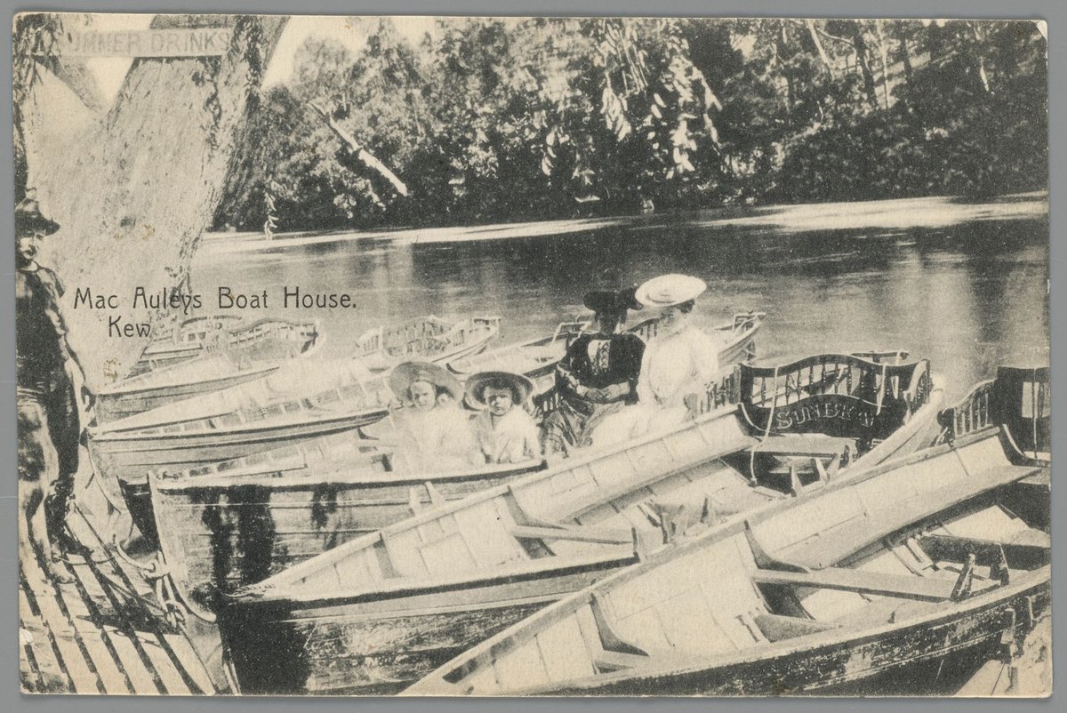 Mac Auleys Boat House, Kew (c. 1909)
