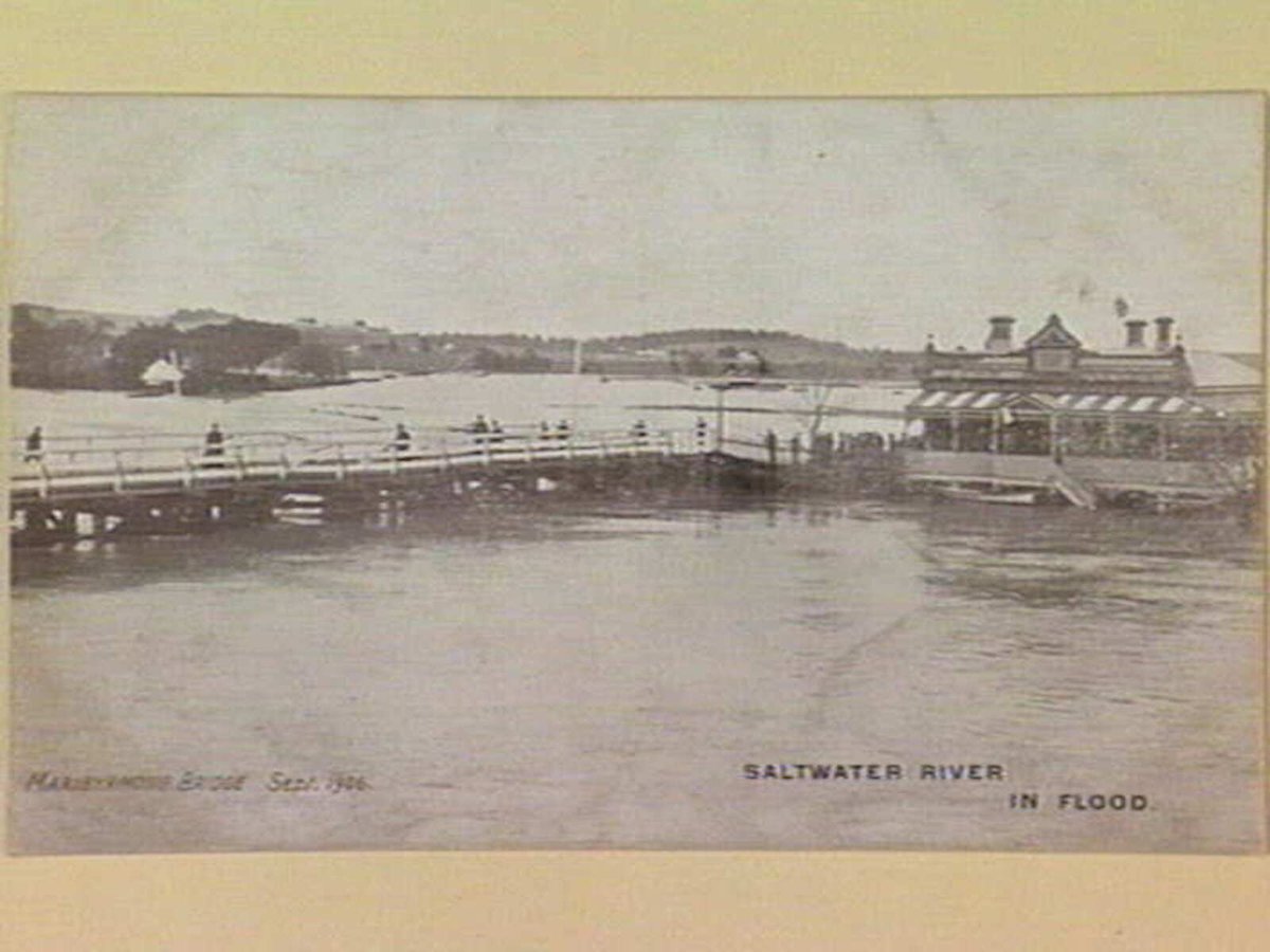 SALTWATER RIVER IN FLOOD. Maribyrnong Bridge Sept. 1906 (c. 1906)