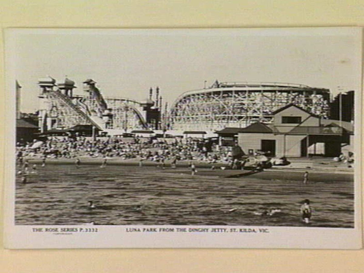 LUNA PARK FROM THE DINGHY JETTY, ST. KILDA, VIC, St Kilda (c. 1930)