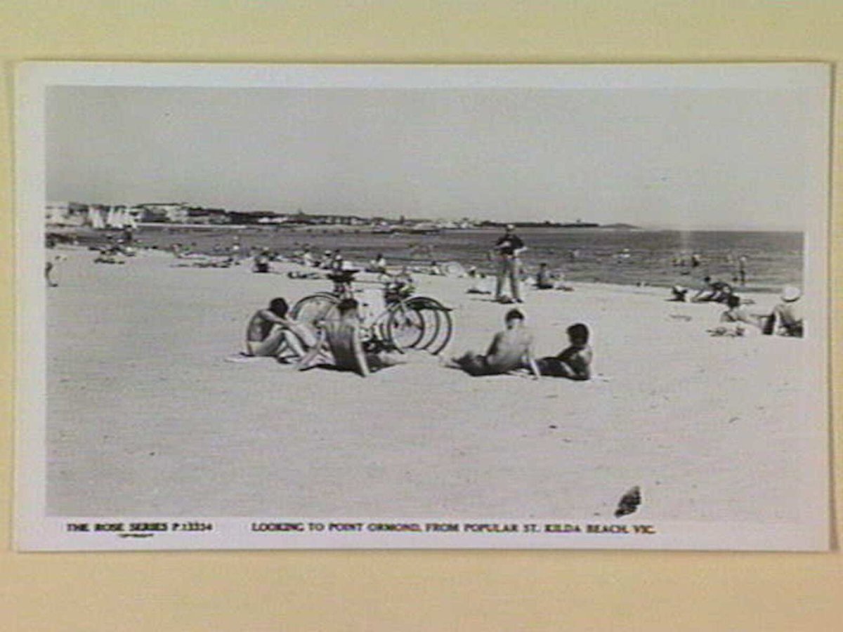 LOOKING TO POINT ORMOND, FROM POPULAR ST. KILDA BEACH, VIC, St Kilda (c. 1945)