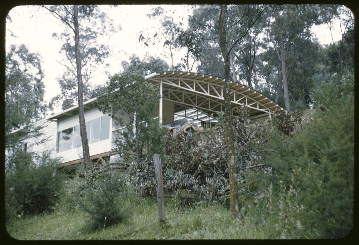 Bow-string truss' House Banoon Rd. Eltham. Melb. Peter McIntyre. 1953