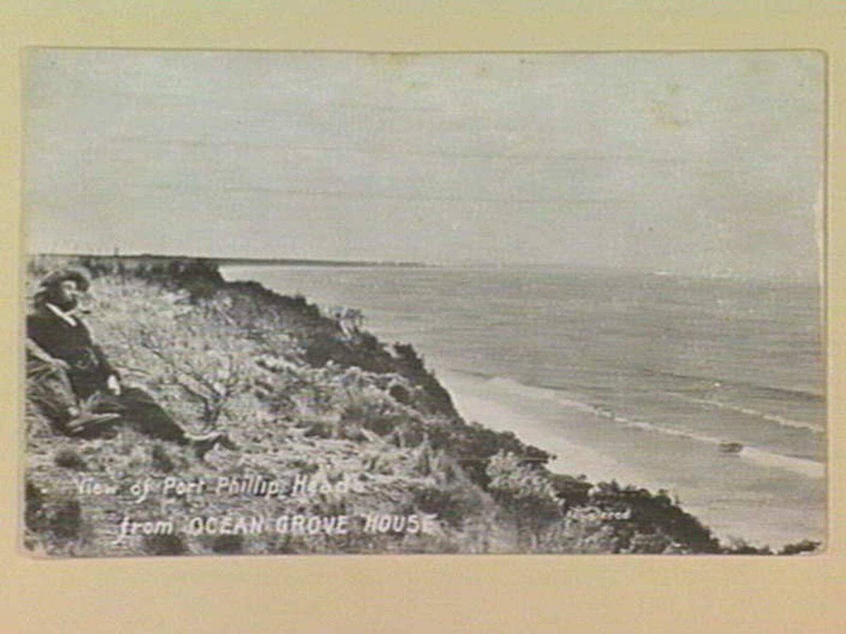 View of Port Phillip Heads from OCEAN GROVE HOUSE, Port Phillip Bay (c. 1907)