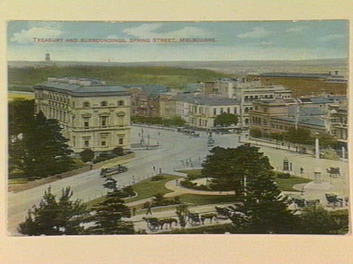 TREASURY AND SURROUNDINGS, SPRING STREET, MELBOURNE, Melbourne City (c. 1907)