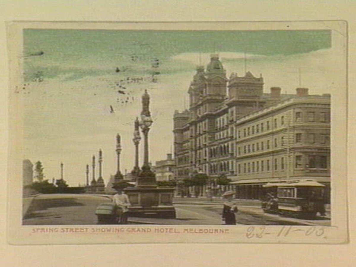 SPRING STREET SHOWING GRAND HOTEL, MELBOURNE, Melbourne City (c. 1905)