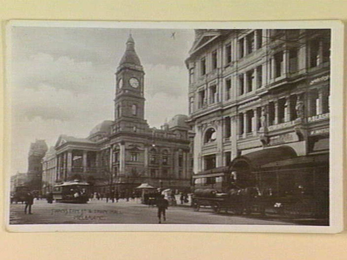 SWANSTON ST. & TOWN HALL MELBOURNE, Melbourne City (c. 1910)