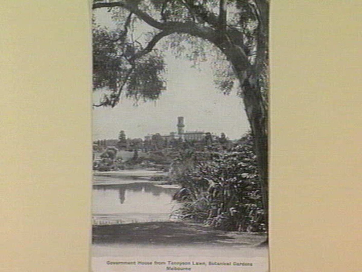 Government House from Tennyson Lawn, Botanical Gardens Melbourne, Melbourne City (c. 1905)