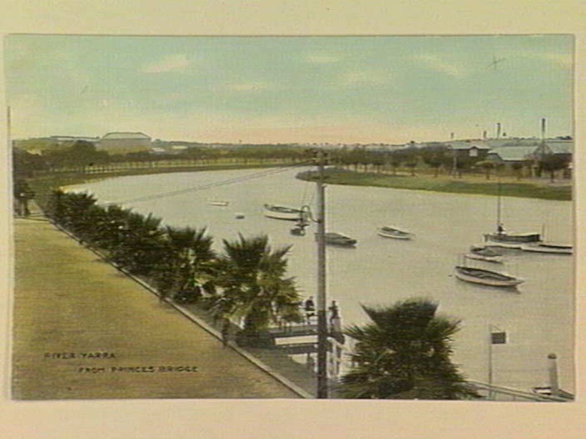 RIVER YARRA FROM PRINCES BRIDGE, Melbourne City (c. 1906)