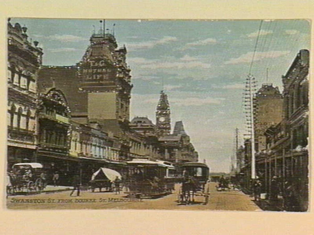 SWANSTON ST. FROM BOURKE ST. MELBOURNE, Melbourne City (c. 1906)